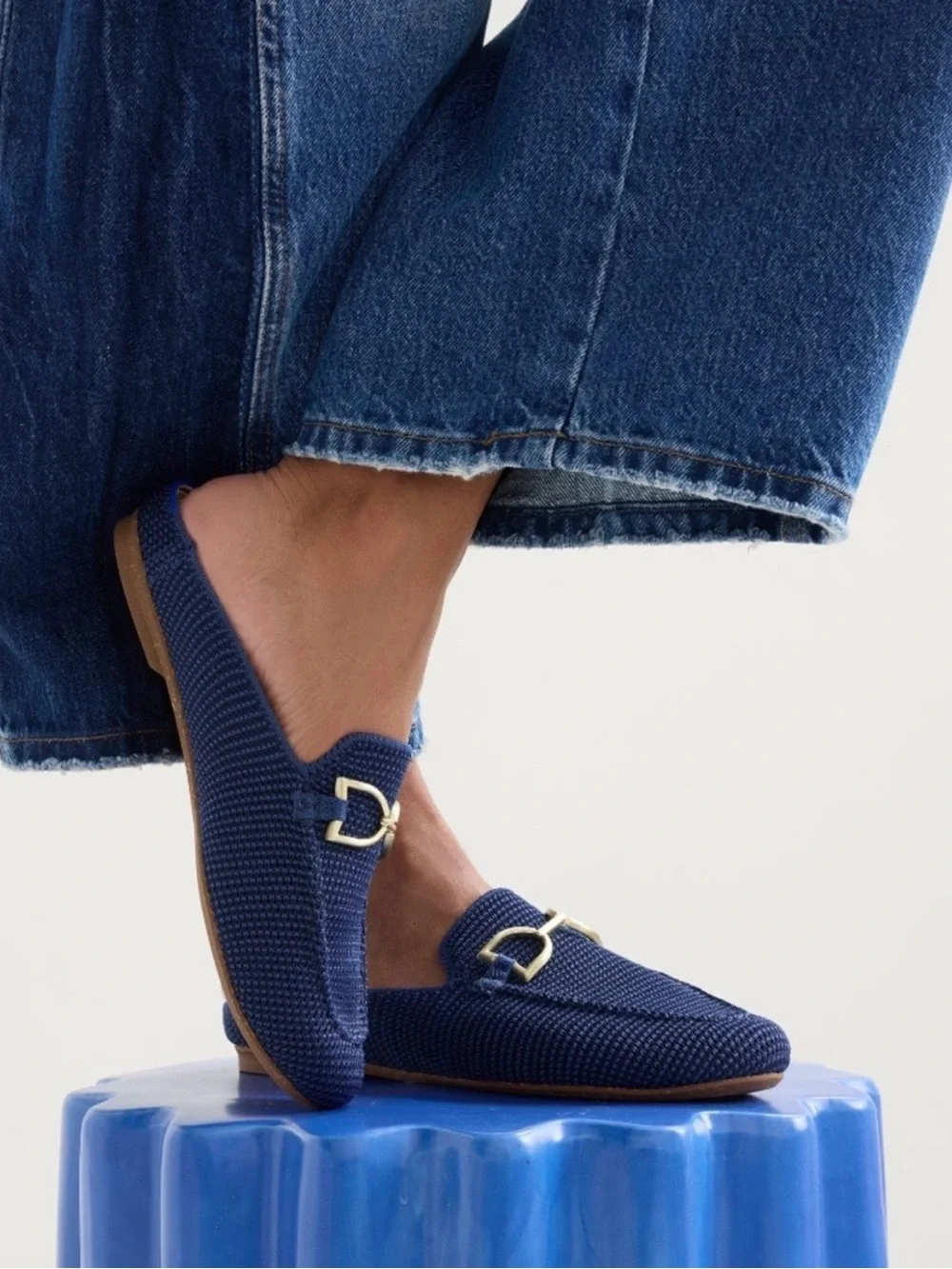 Rothy’s - The Double Bit Loafer Mule in Blue Raffia Knit in 6.5 - Picture 3 of 13